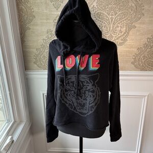Good hYOUman Love Tiger Pullover cut cropped Hoodie Sweatshirt Size Small